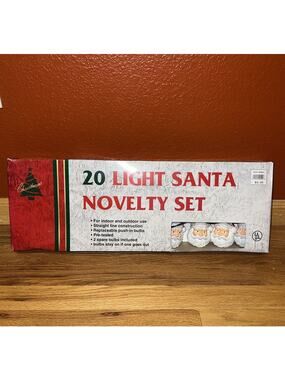 Vintage 1994 Mini Blow Mold Santa Claus Christmas String Lights Plastic NEW